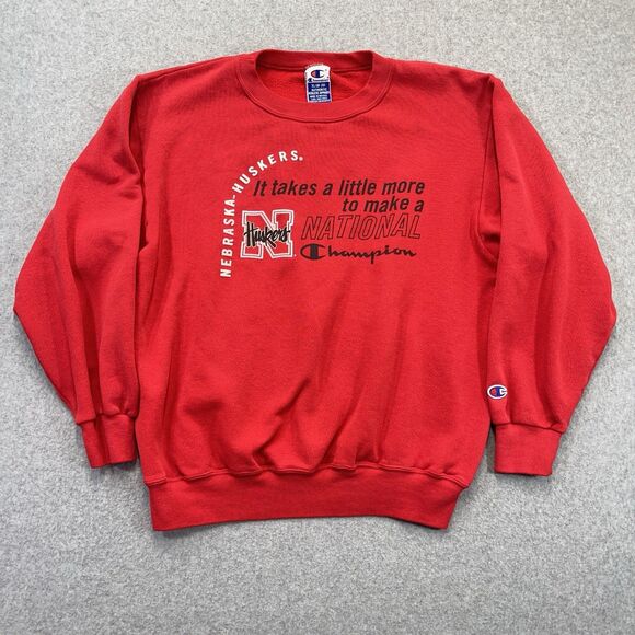 Vintage Nebraska Huskers Crewneck Sweatshirt Mens XL X-Large Red Champion Y2K - Picture 2 of 9